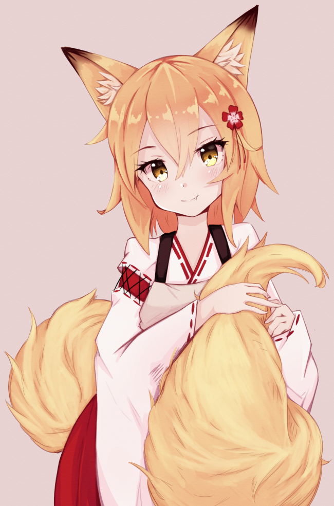 Animal Ears, Blonde, Anime Fox Girl, Cute, Short Hair - Cute Anime Fox Girl - HD Wallpaper 