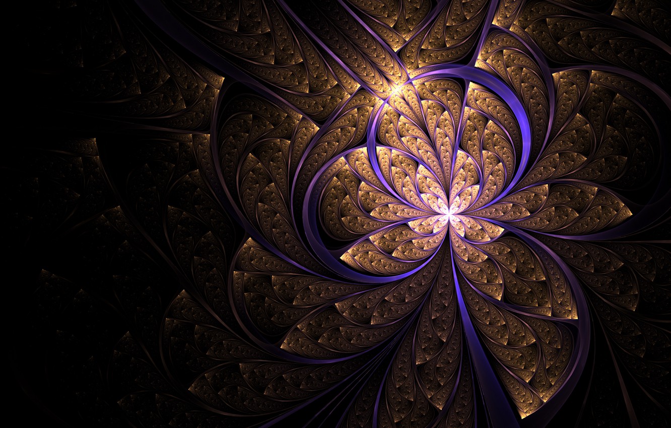 Photo Wallpaper Gold, Digital, Glow, Abstraction, Purple, - Ultra Hd - HD Wallpaper 