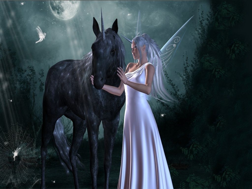 Free Animated Wallpapers For Pc - Unicorn And Fairy - HD Wallpaper 