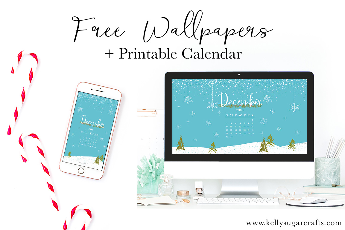 December Desktop Wallpaper Phone Calendar - 2018 December Calendar Printable With Mobile Advertisement - HD Wallpaper 