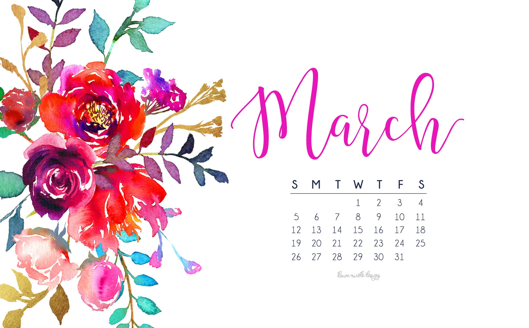 March 2018 Desktop Calendar - HD Wallpaper 