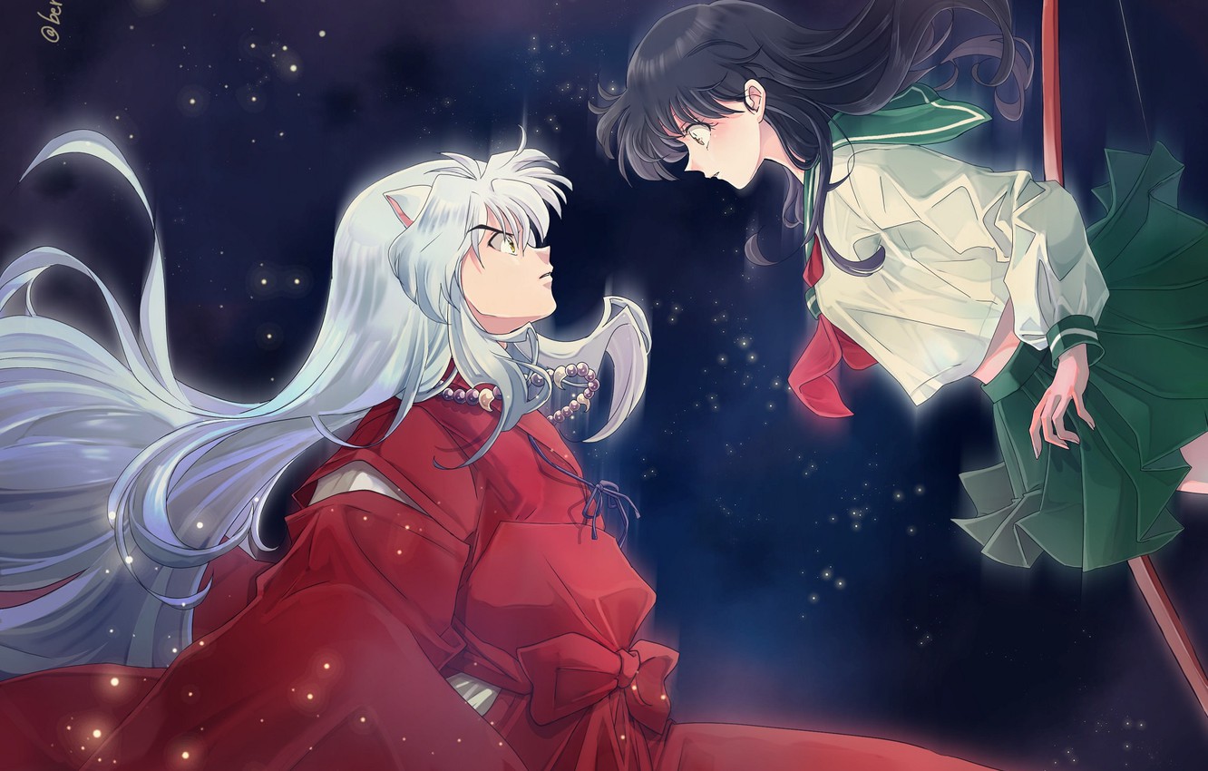 Photo Wallpaper Love, Inuyasha, Inuyasha, Kagome - Inuyasha And Kagome Background - HD Wallpaper 