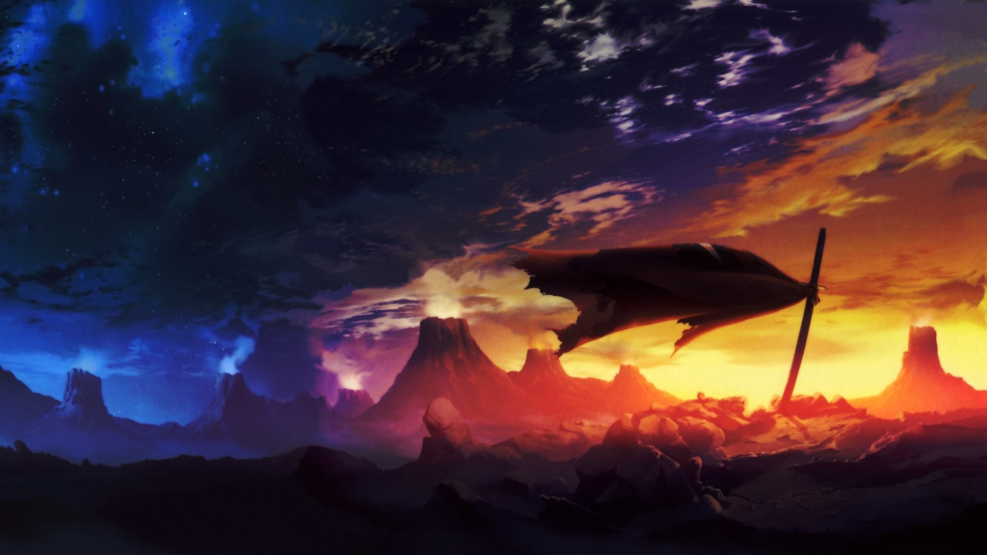 Anime Scenery Wallpaper Hd Desktop 10 High Definition - Gurren Lagann Backgrounds - HD Wallpaper 