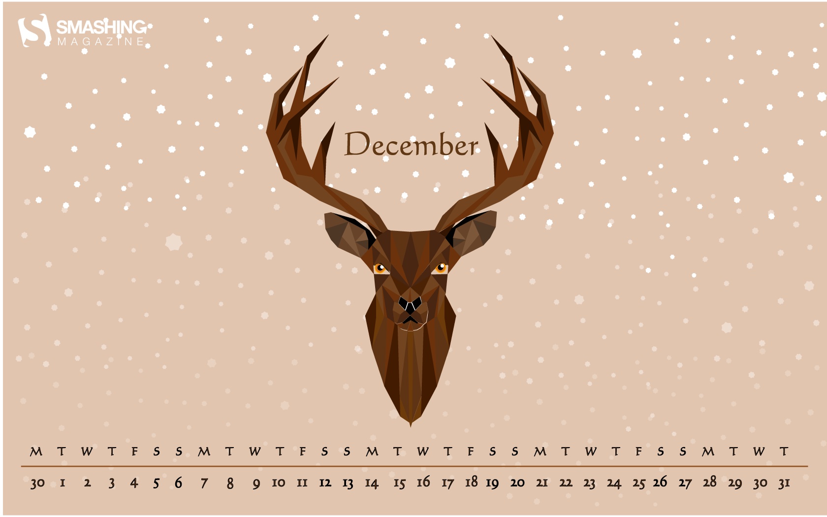 Month Calendar Christmas Desktop Wallpaper - Reindeer - HD Wallpaper 