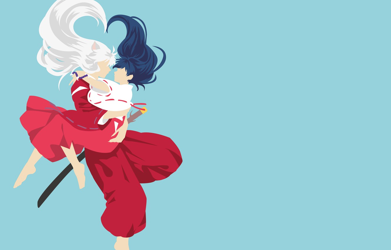 Photo Wallpaper Love, Pair, Two, Inuyasha, Kagome, - Inuyasha Wallpaper Minimalist - HD Wallpaper 