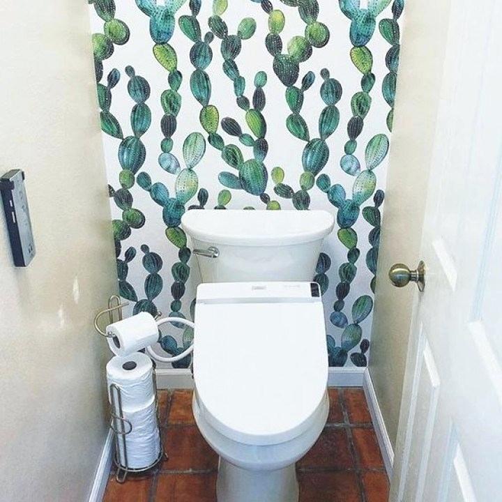 Bathroom With Wallpaper 2 Modern Composition Ideas - Small Bathroom Wallpaper Teal - HD Wallpaper 