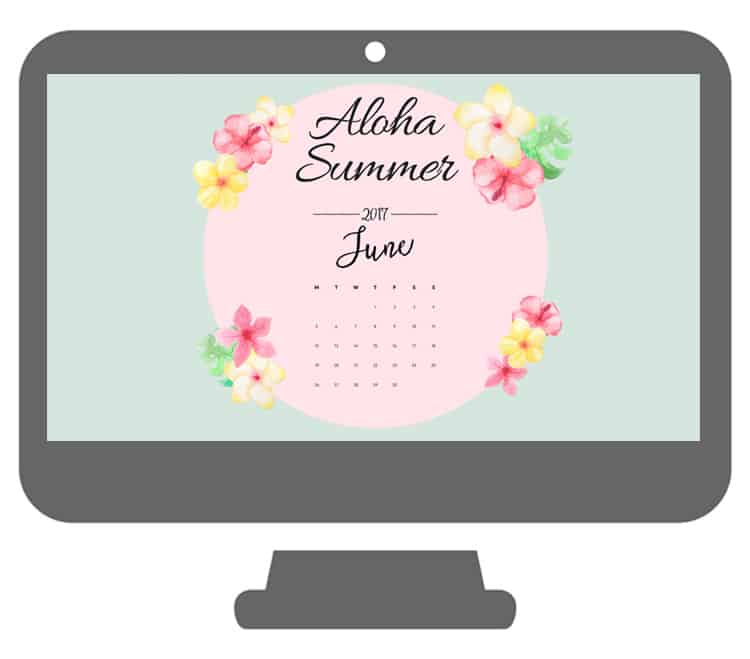 Aloha Summer Desktop Wallpaper With A June Calendar - Aloha Summer June Desktop Background - HD Wallpaper 
