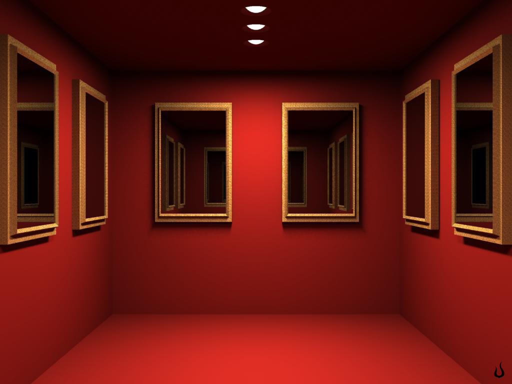 Red Mirrored Room Windows 7 Abstract Wallpapers - Background Mirrors - HD Wallpaper 