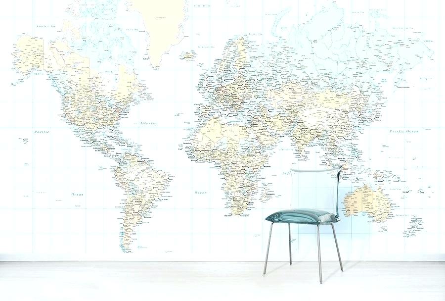 Map Wall Mural Pastel World Wallpaper In With Chair - Chair - HD Wallpaper 