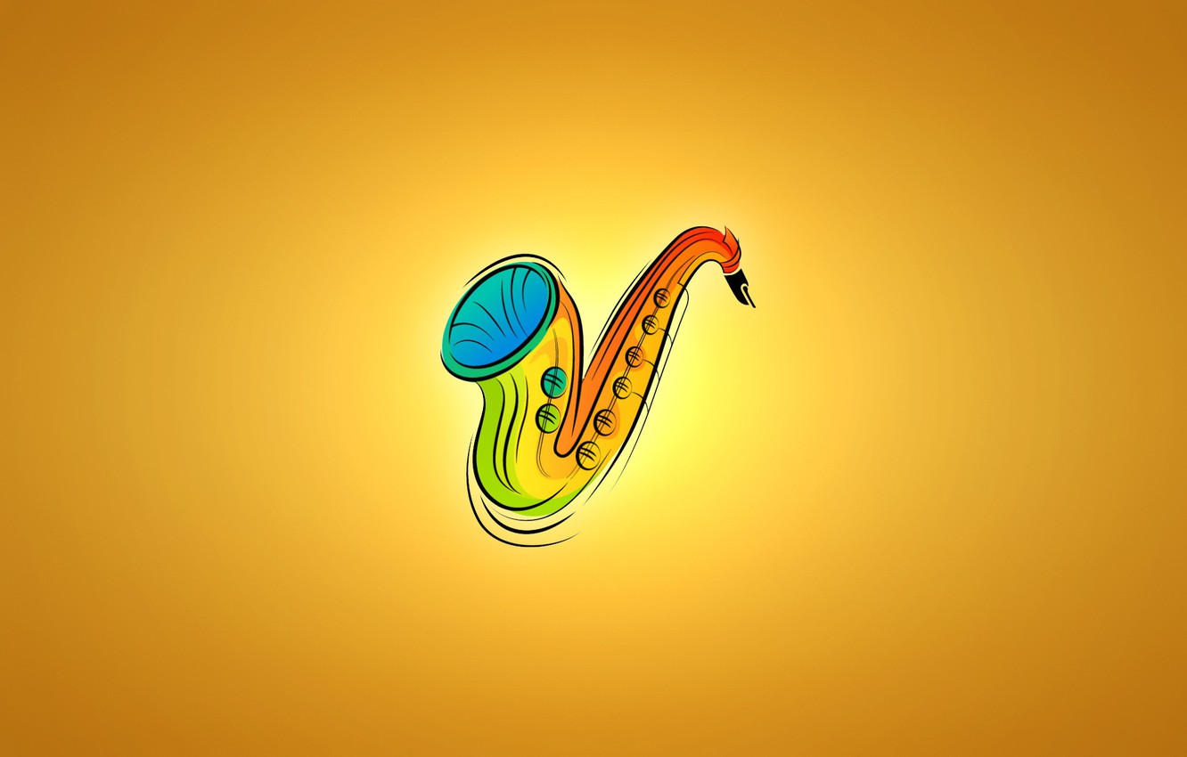 Photo Wallpaper Orange, Yellow, Music, Jazz, Saxophone, - Saxophone Wallpaper Art - HD Wallpaper 