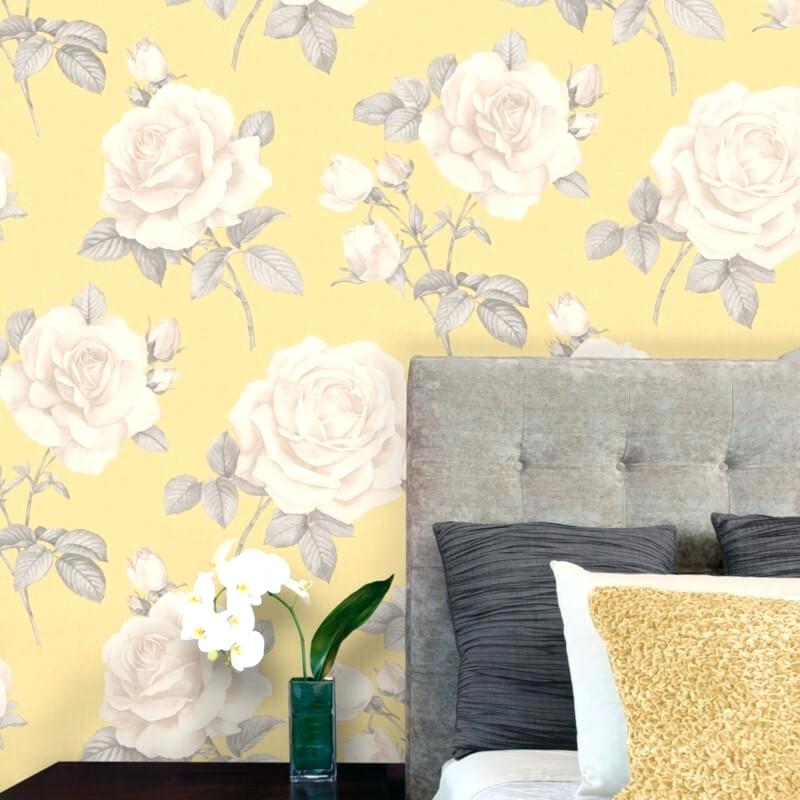 Floral Rose Wallpaper Yellow - HD Wallpaper 