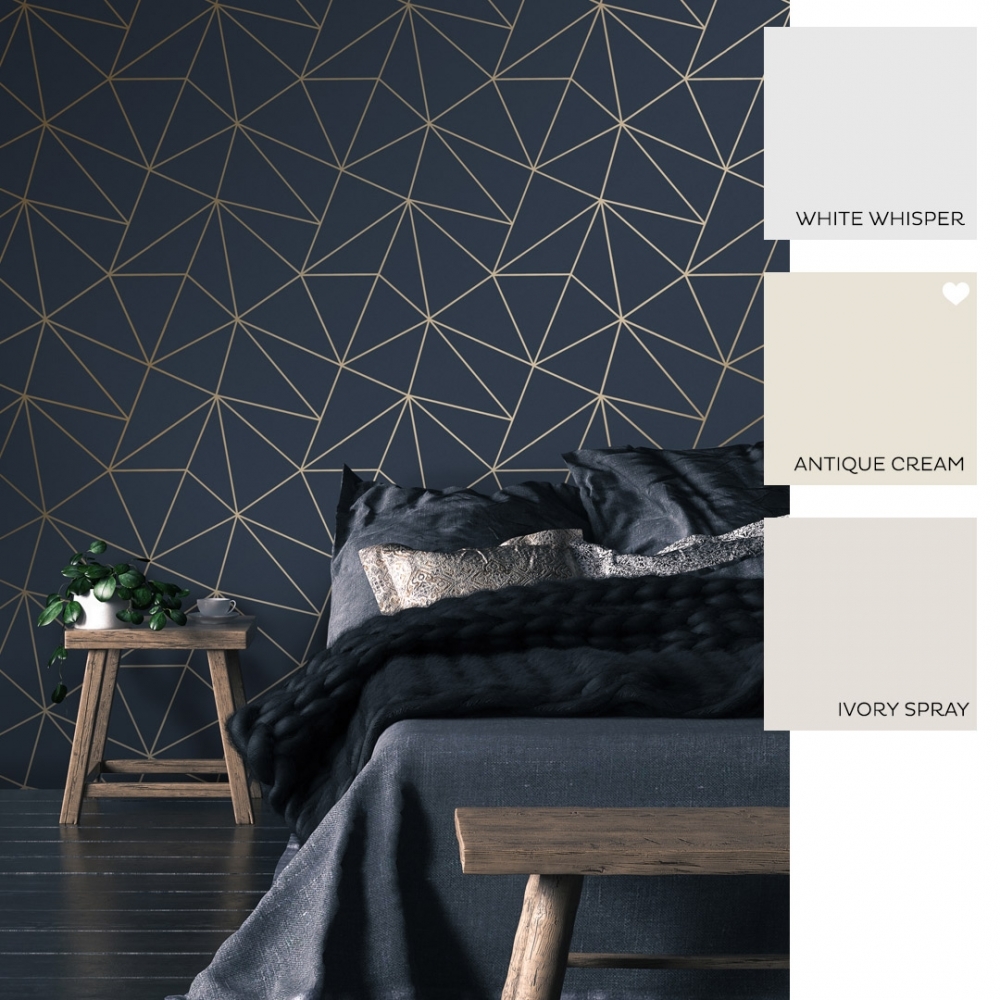 Navy And Gold Wallpaper Bedroom - HD Wallpaper 