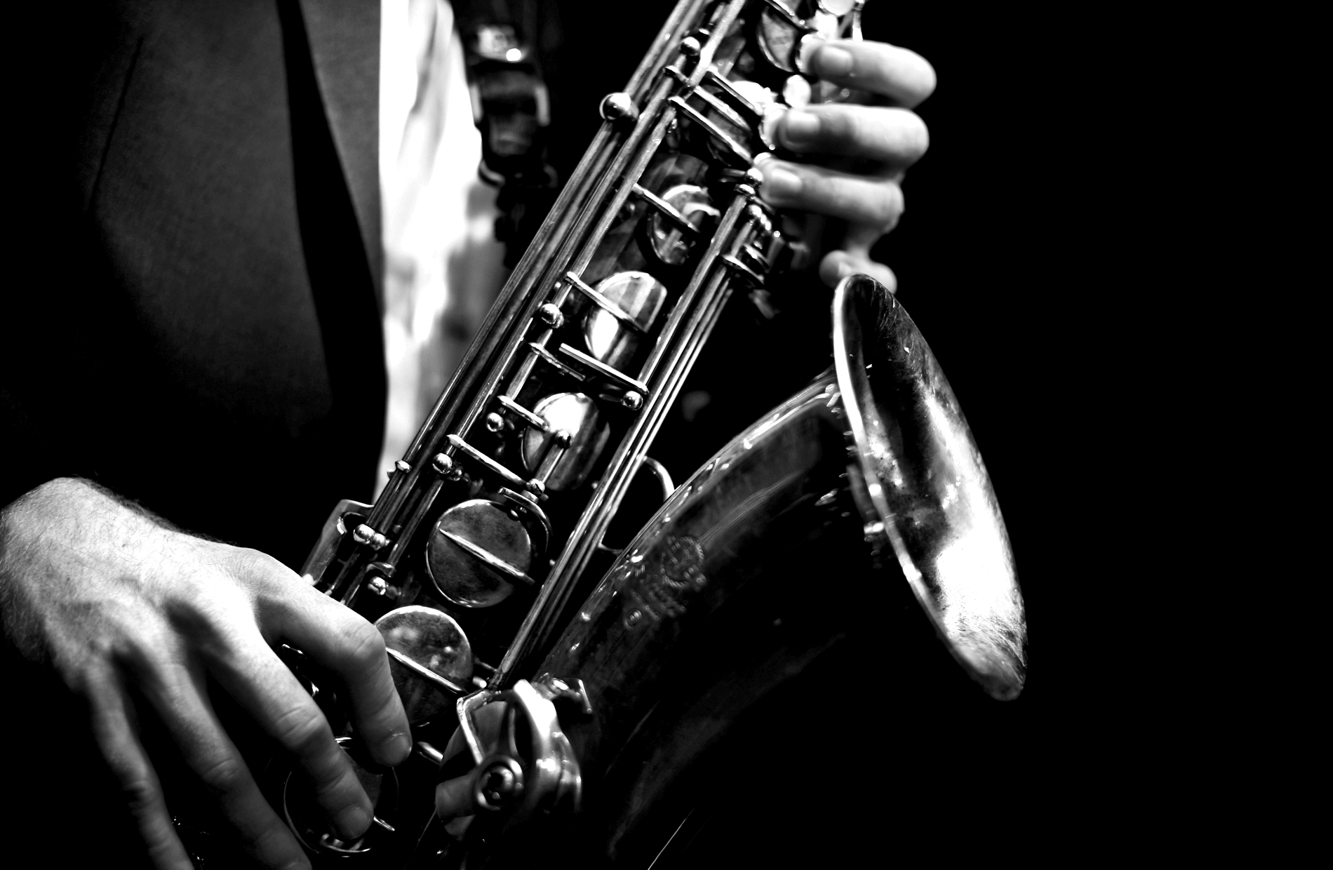 Sax Wallpaper - Jazz Music Black And White - HD Wallpaper 