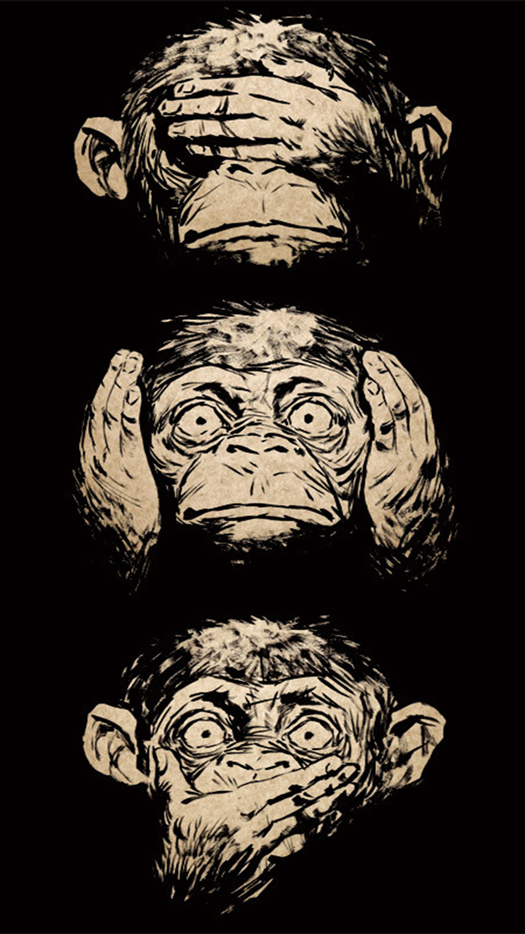 Three Wise Monkeys Iphone - HD Wallpaper 