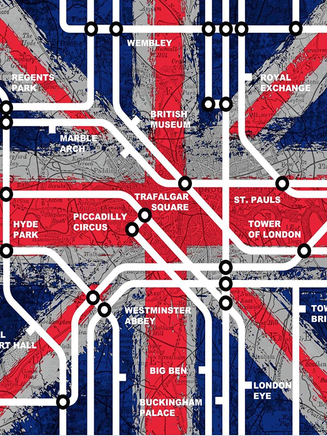 Novelties Tube Map Red, White & Blue Union Jack Wallpaper - London Underground Wallpaper Iphone - HD Wallpaper 