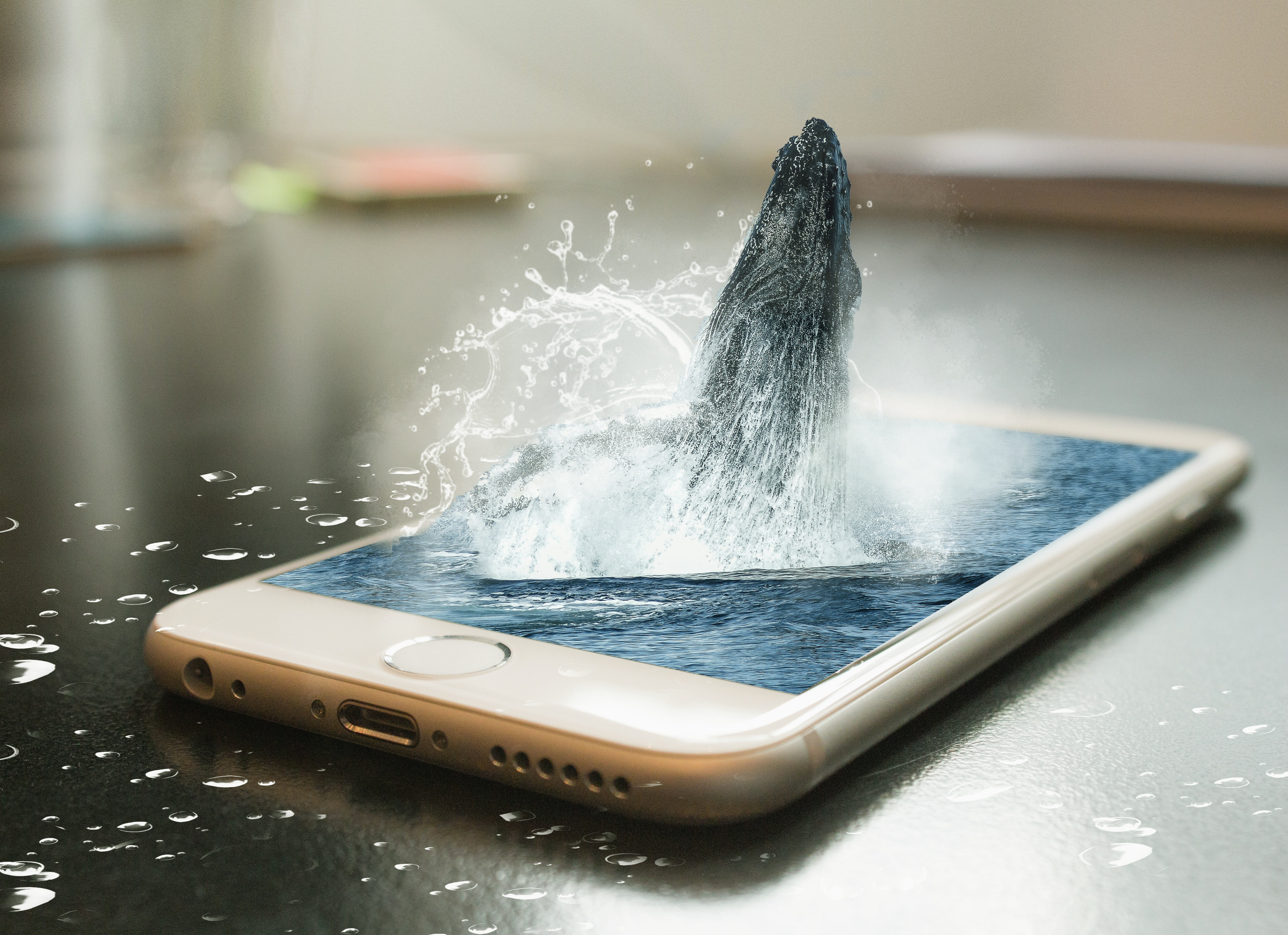 Water Coming Out Of Phone - HD Wallpaper 