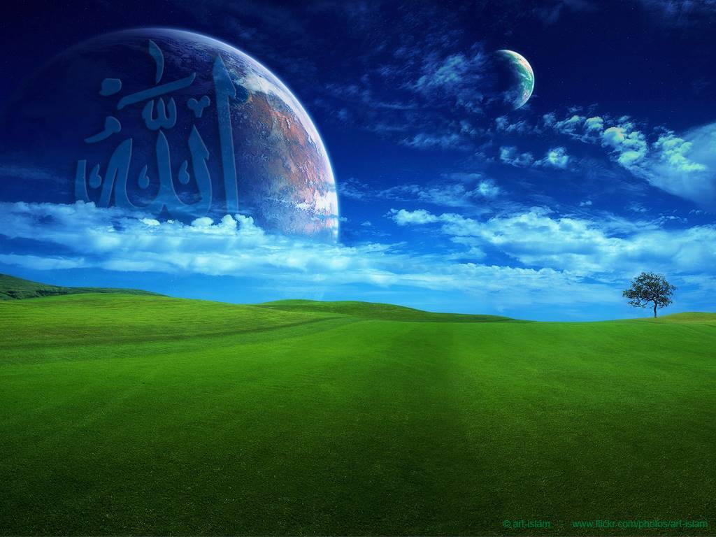 Top Muslim Wallpaper - Sky Planet Green Field - HD Wallpaper 