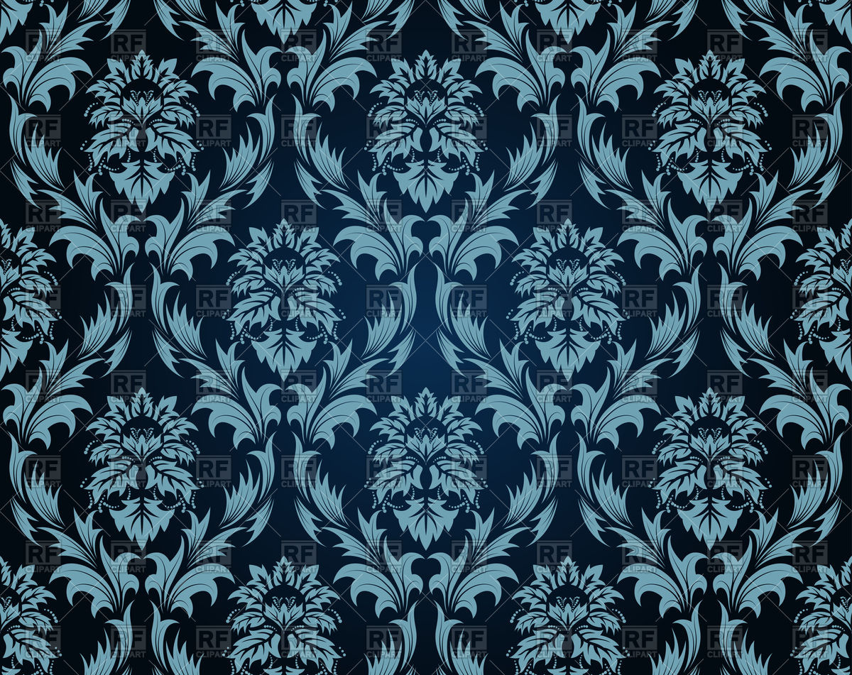 Old Dark Blue Sumptuous Wallpaper Vector Image Vector - Damask Pattern - HD Wallpaper 