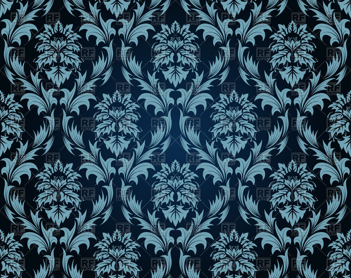Old Dark Blue Sumptuous Wallpaper Vector Image Vector - Damask Pattern - HD Wallpaper 