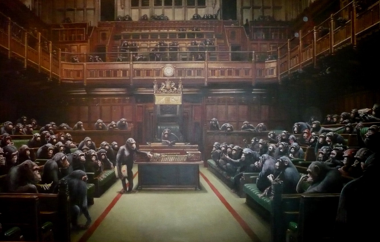 Photo Wallpaper Monkey, Banksy, Parliament, Banksy, - Original Banksy British Parliament - HD Wallpaper 