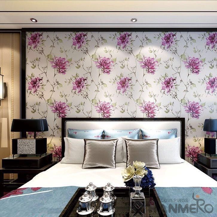 53*10m/roll Suede Wallpaper With Big Pink Flowers Pattern - Wallpaper - HD Wallpaper 