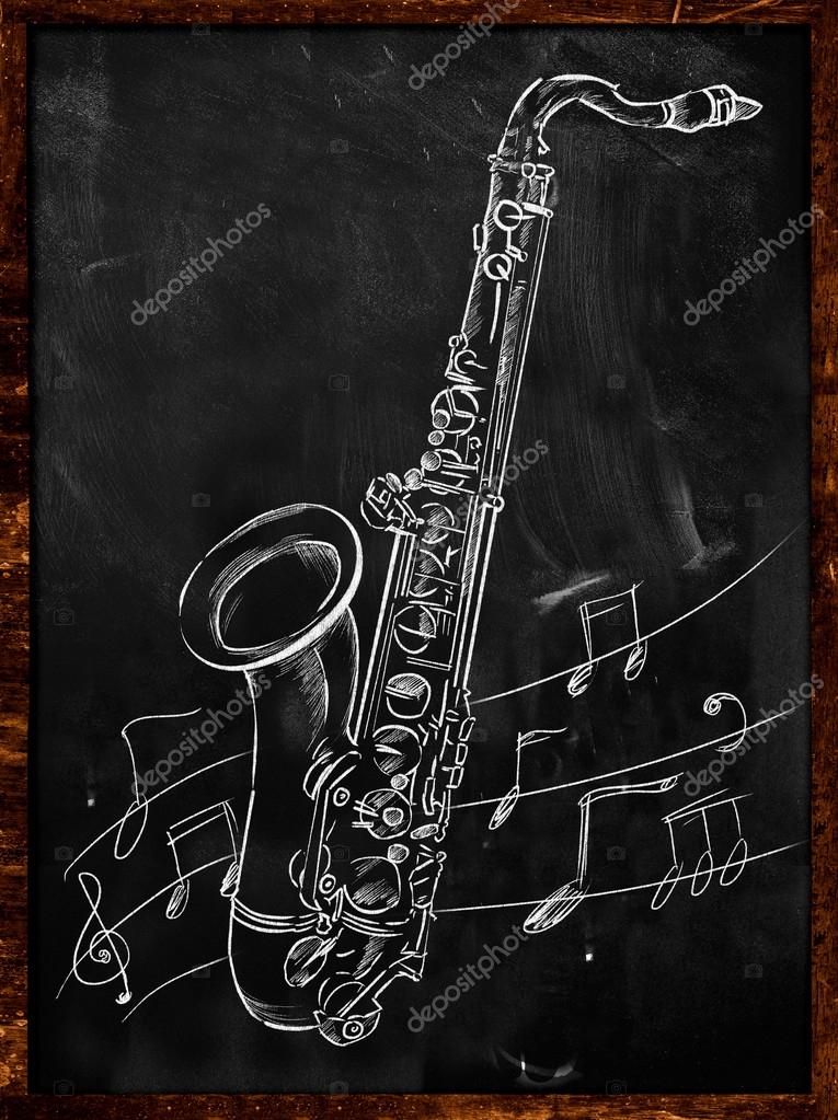 Drawn Saxophone - HD Wallpaper 