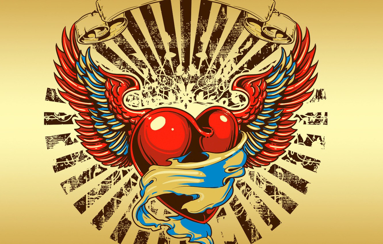 Photo Wallpaper Love, Heart, Wings, Tribal, Tribal - Rock N Roll Wedding Congratulations - HD Wallpaper 