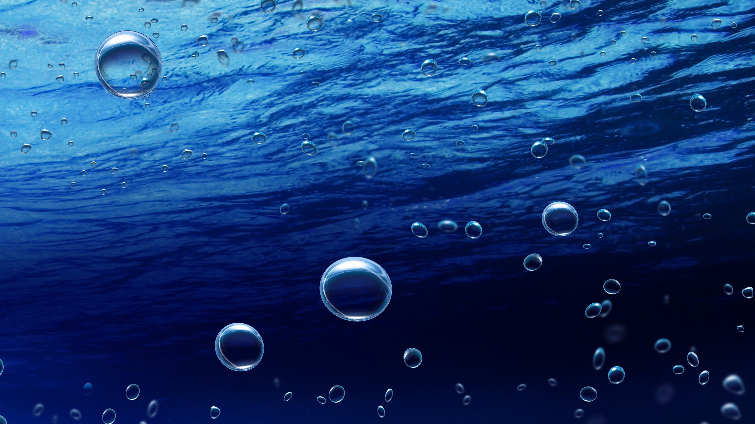 Wallpaper Close-up, Blue, Water, Drops - Bubbles In The Sea - HD Wallpaper 