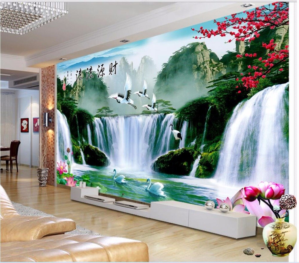 Lwcx Custom Mural 3d Photo Wallpaper Alpine Waterfalls - Murals 3d Wallpaper Amazon - HD Wallpaper 