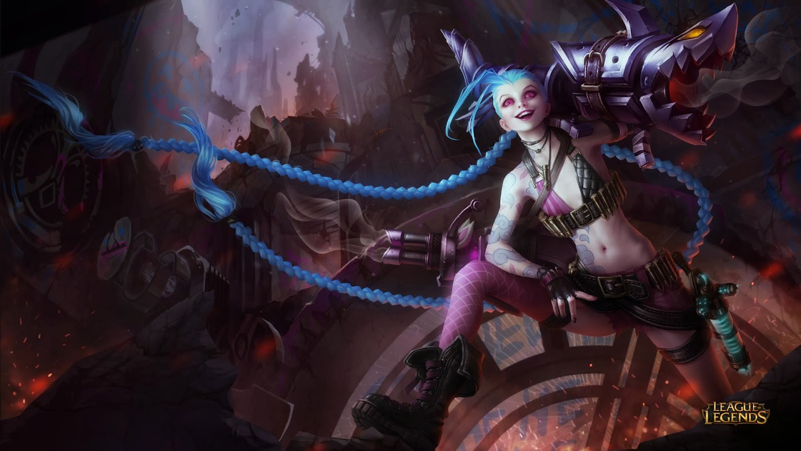 Jinx Classic Skin Wallpaper - League Of Legends Wallpaper Jinx - HD Wallpaper 