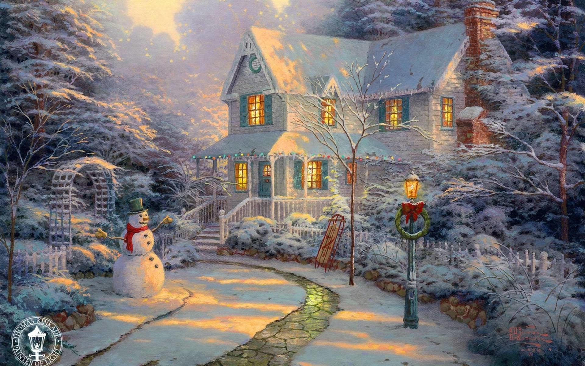 Xmas Stuff For > Thomas Kinkade Christmas Wallpaper - Thomas Kinkade Christmas Backgrounds - HD Wallpaper 