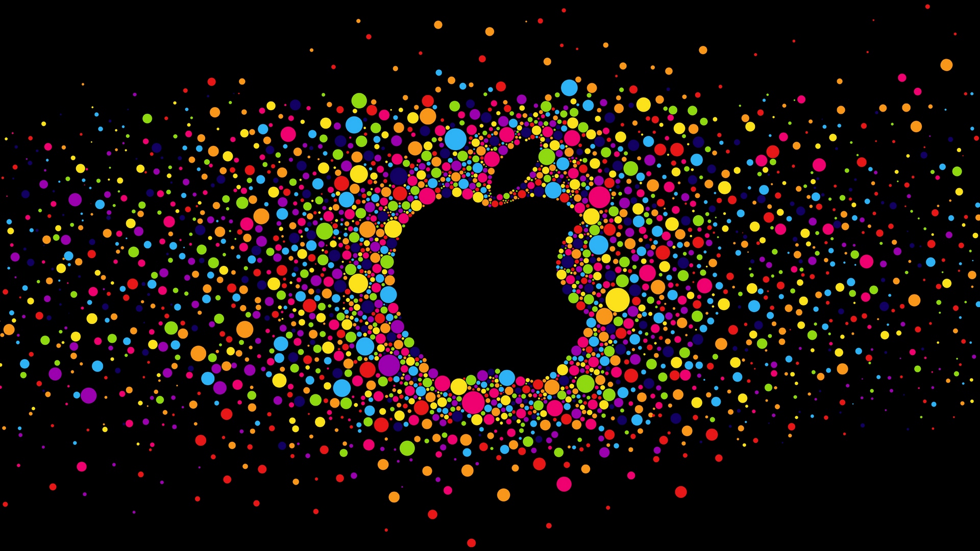 Colorful Circles With Black Background And Apple Logo - Iphone Wallpaper  Apple Logo - 1920x1080 Wallpaper 