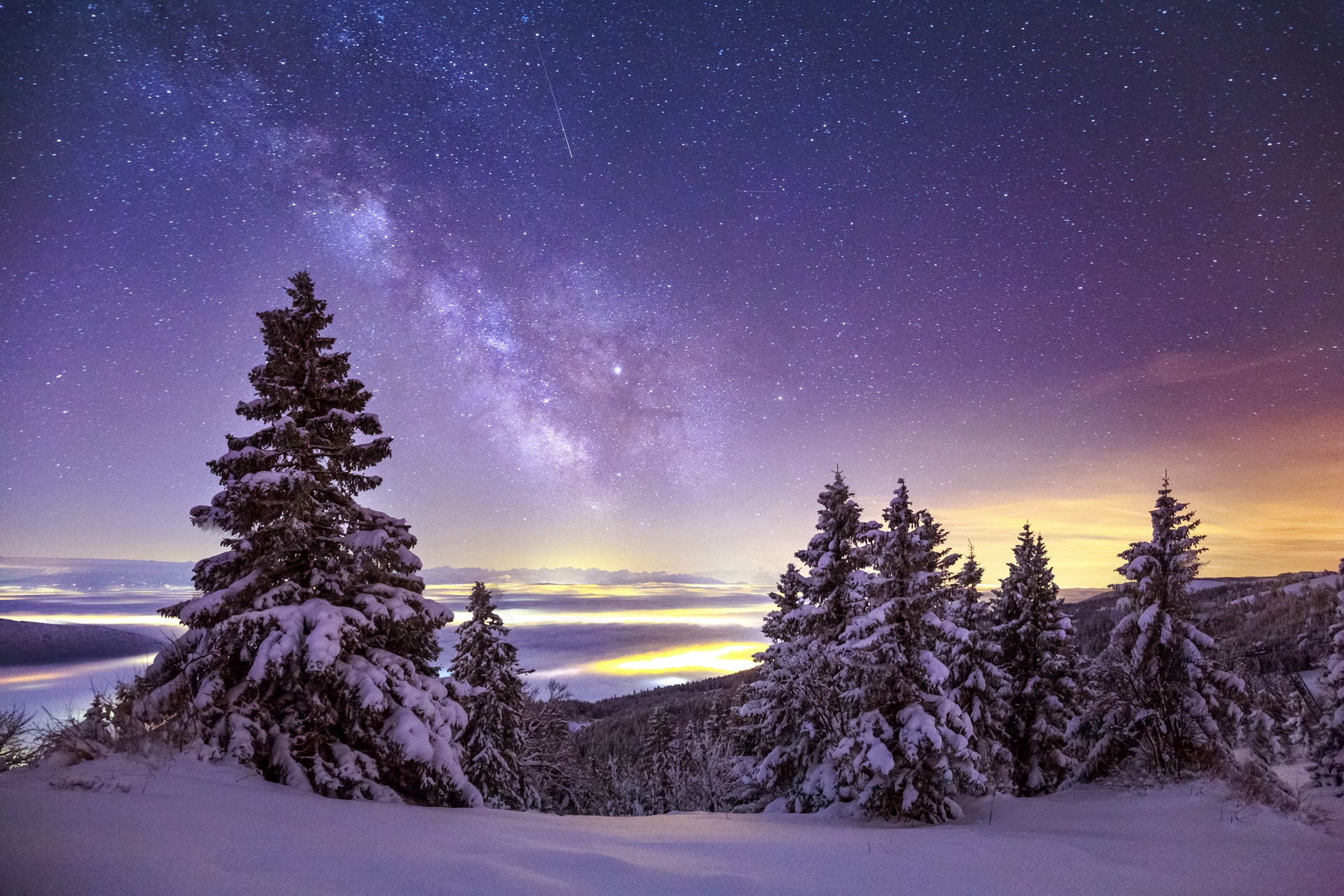 Wallpaper Of Milky Way, Sky, Snow, Starry, Sky Stars, - Milky Way Winter Night Sky - HD Wallpaper 