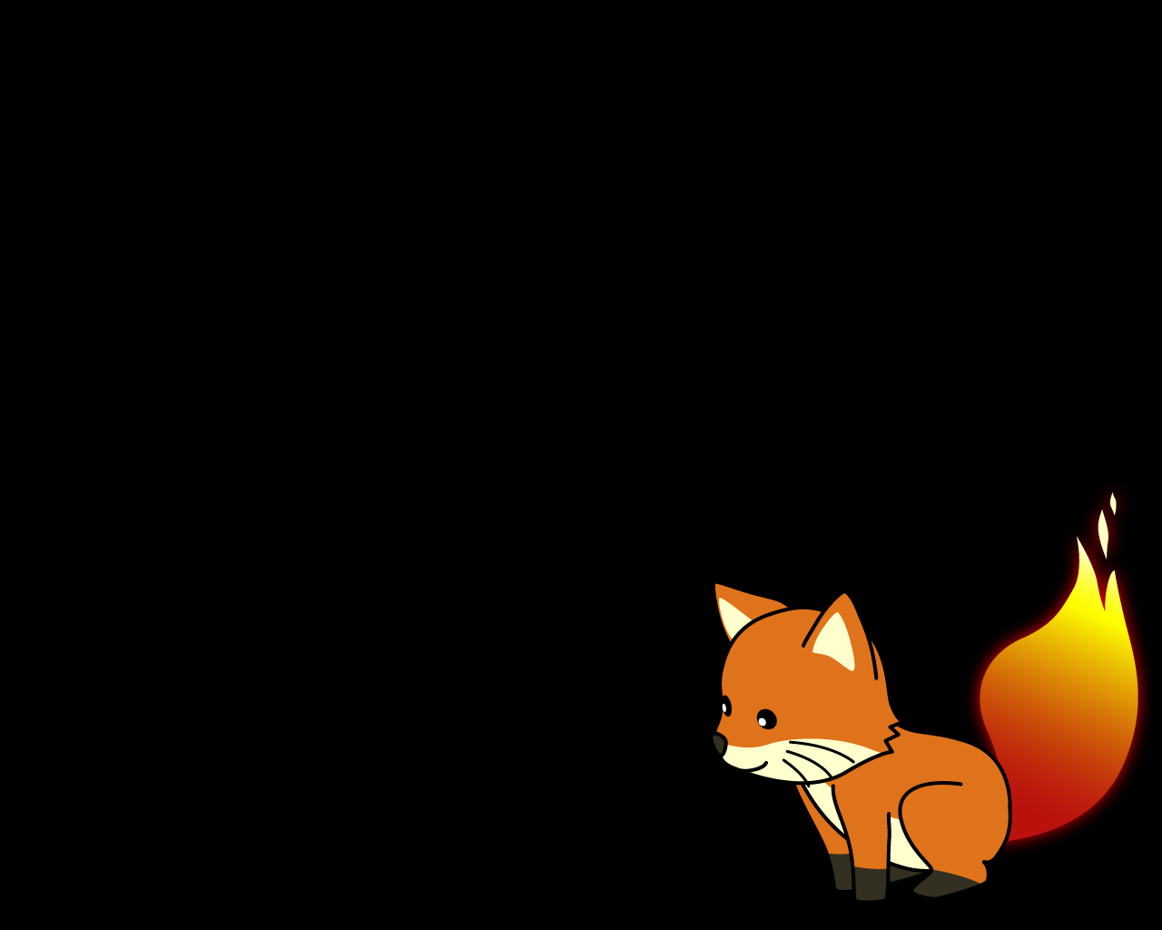 Fox On Black Background - HD Wallpaper 