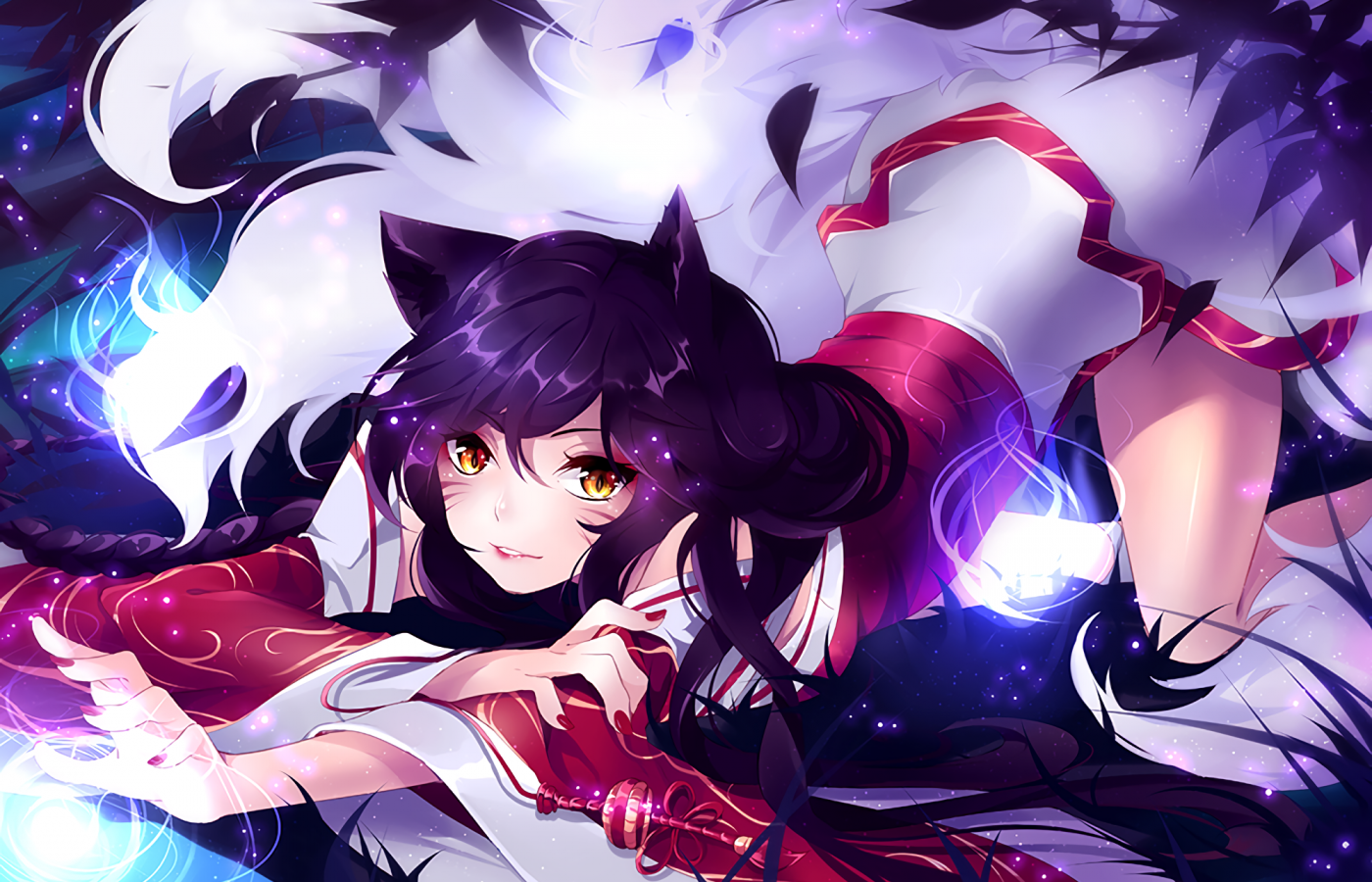 Ahri, Fox Girl, League Of Legends, Anime Style, Animal - League Of Legends Ahri Anime - HD Wallpaper 