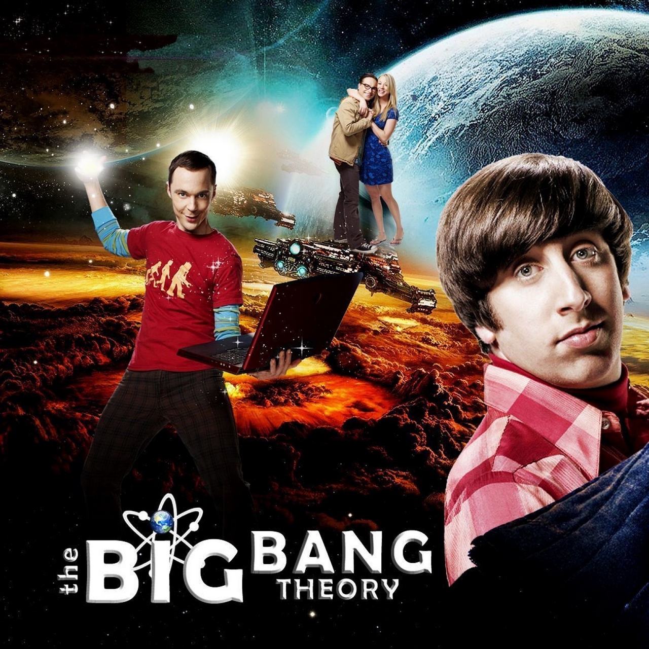 Wallpaper Big Bang Theory, Actors, Sheldon, Leonard, - Big Bang Theory Sheldon Leonard In Space - HD Wallpaper 