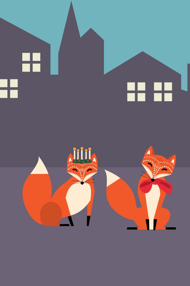 Iphone Christmas Fox Background - HD Wallpaper 