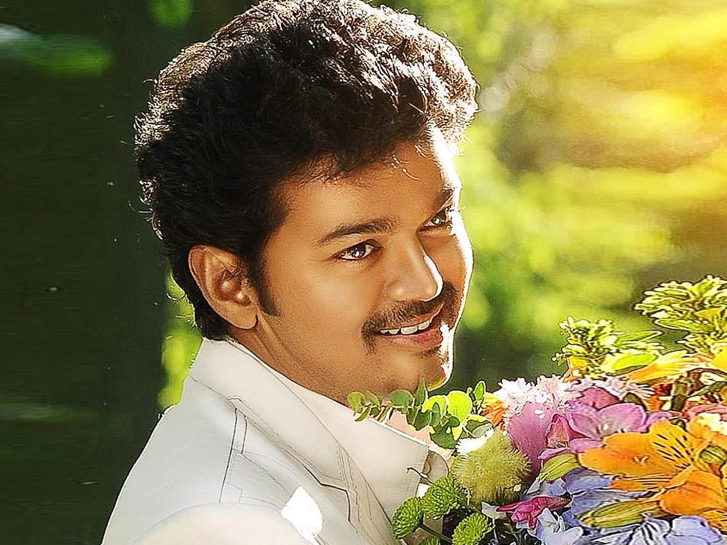Actor Vijay With Flowers - HD Wallpaper 