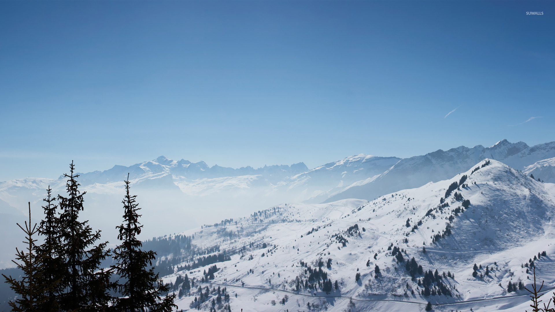 Snow Mountain Wallpaper Picture For Free Wallpaper - Snowy Mountain Scenery - HD Wallpaper 