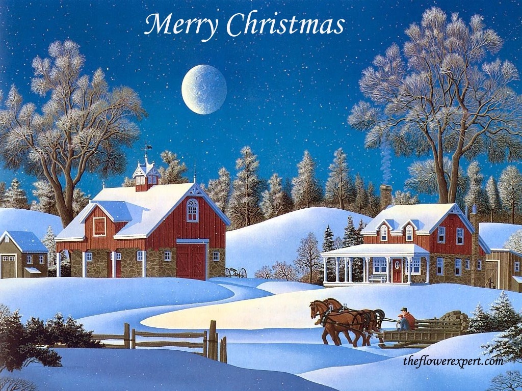Merry Christmas With Snow Christian Wallpaper Free - HD Wallpaper 