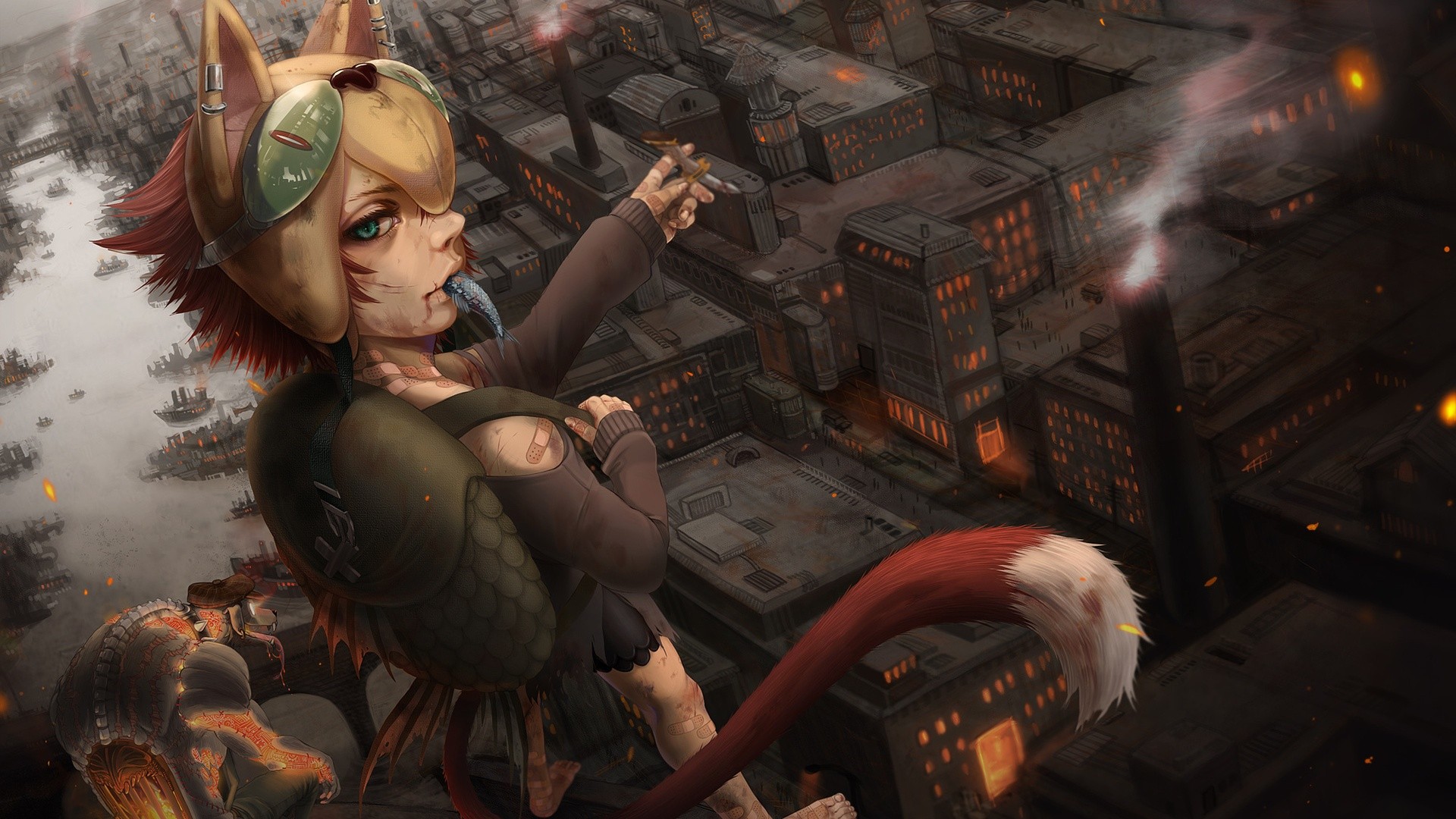 Anime Girl Kitsune Girls - HD Wallpaper 