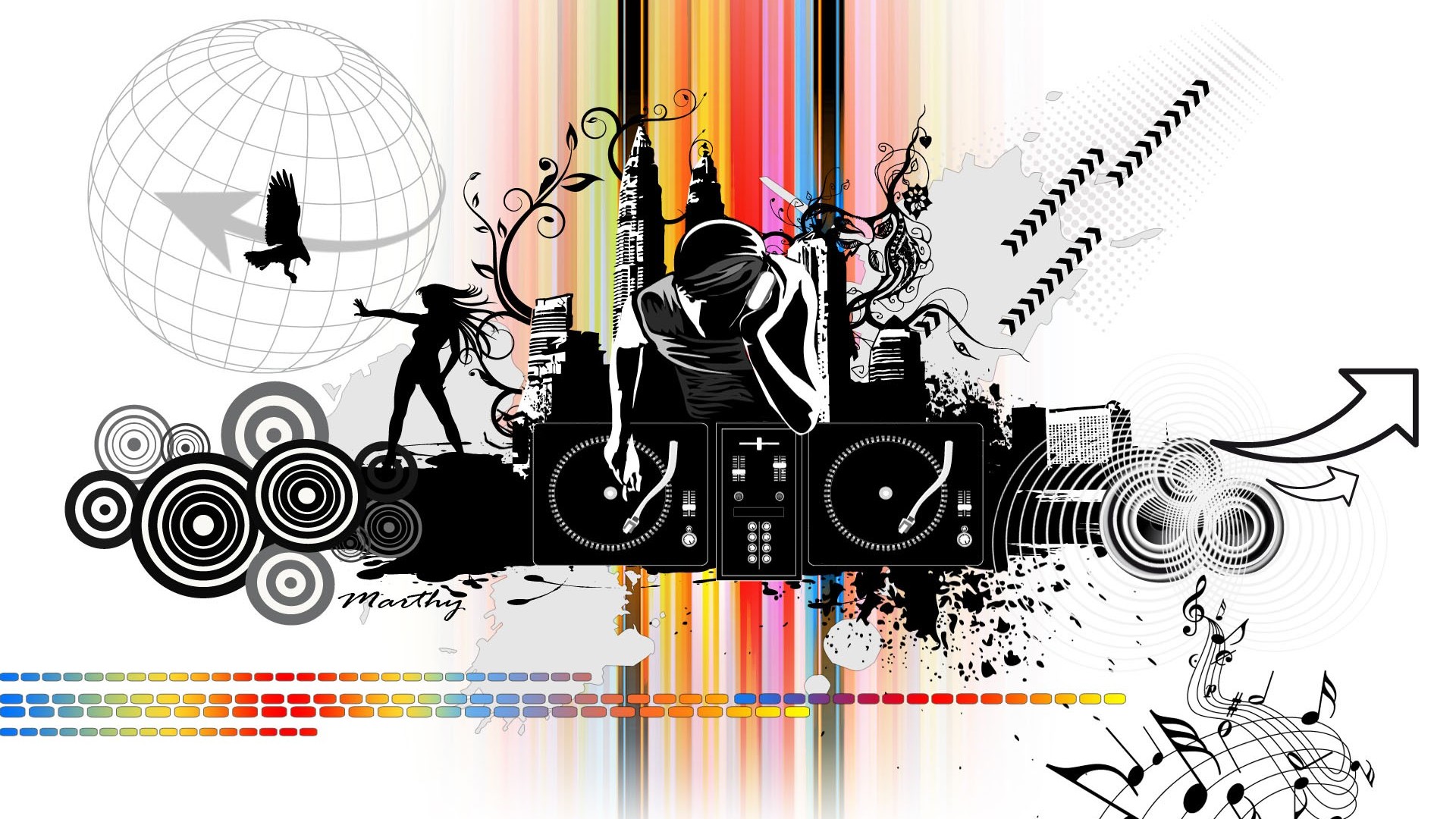 Dj Music Art Wallpaper Vector - HD Wallpaper 
