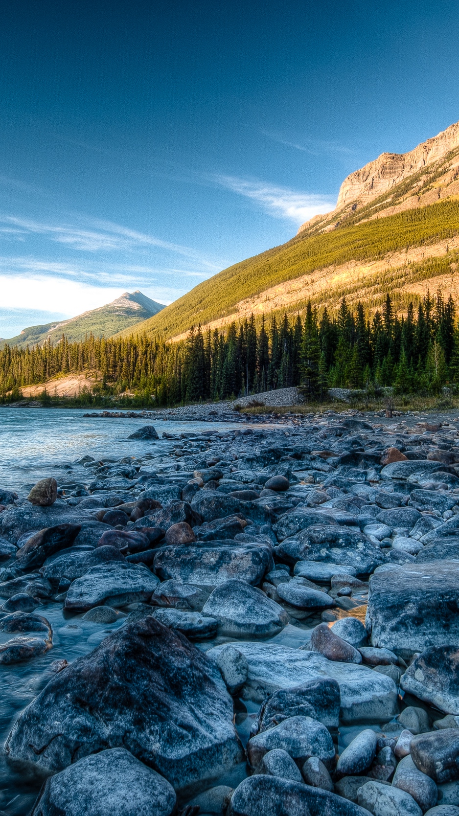 Wallpaper Rocky Mountains, River, Stones, Athabasca, - HD Wallpaper 