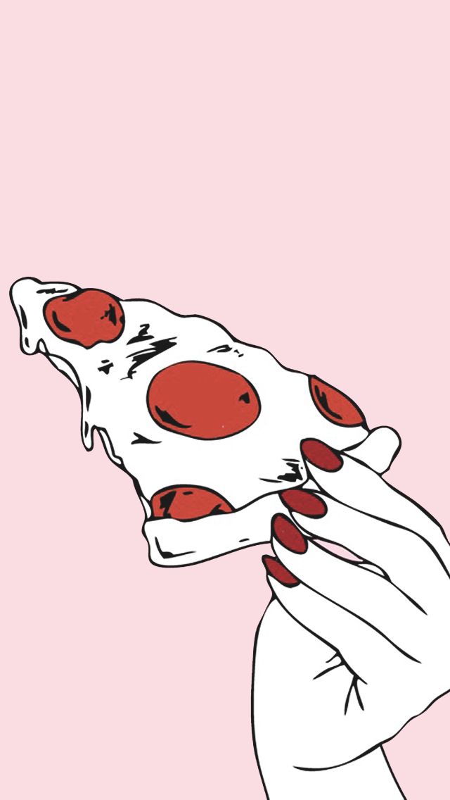Hand Holding Pizza Slice Illustration - HD Wallpaper 