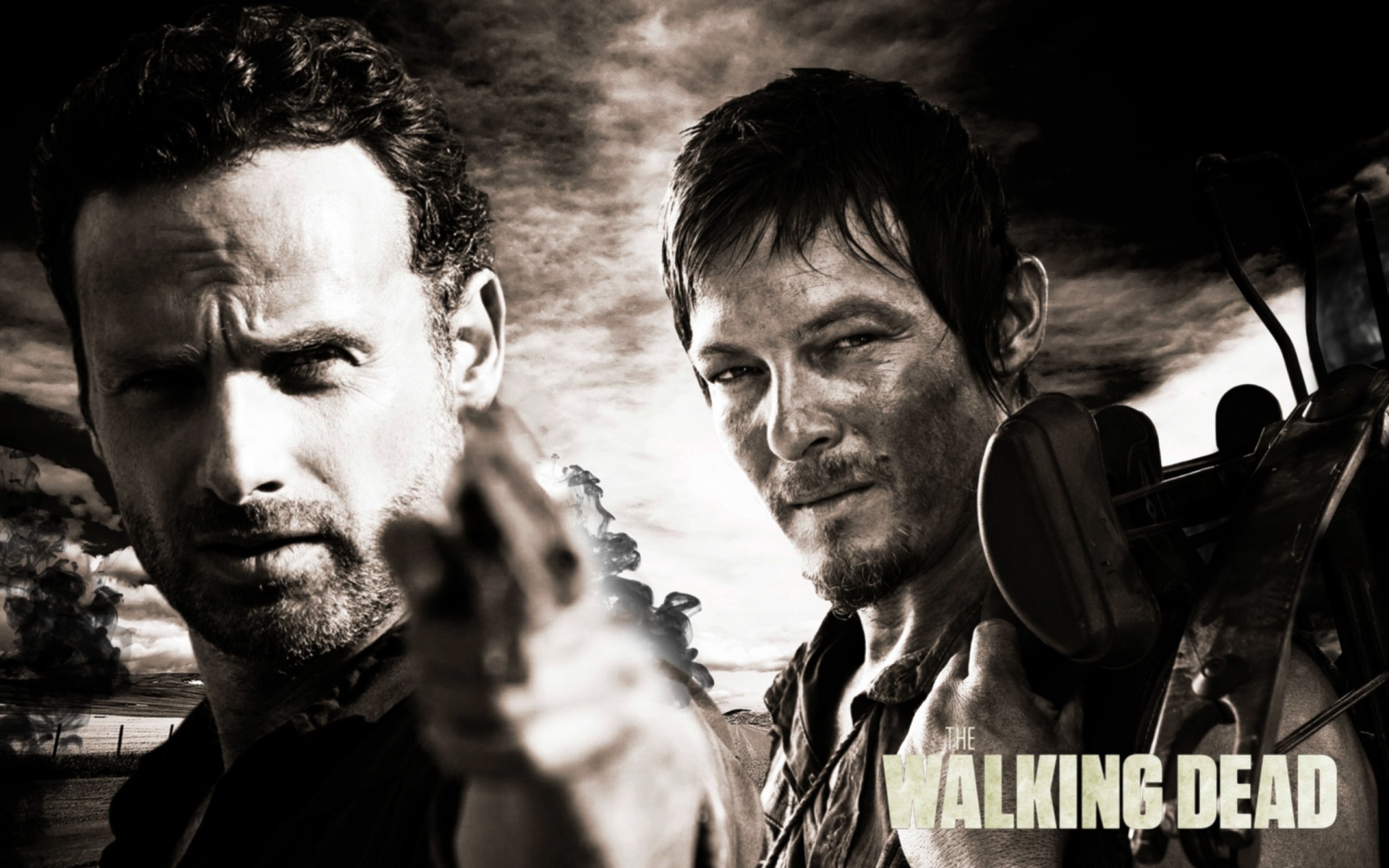 Tv Series Man Portrait Adult Monochrome Music The Walking - Rick And Daryl Hd - HD Wallpaper 