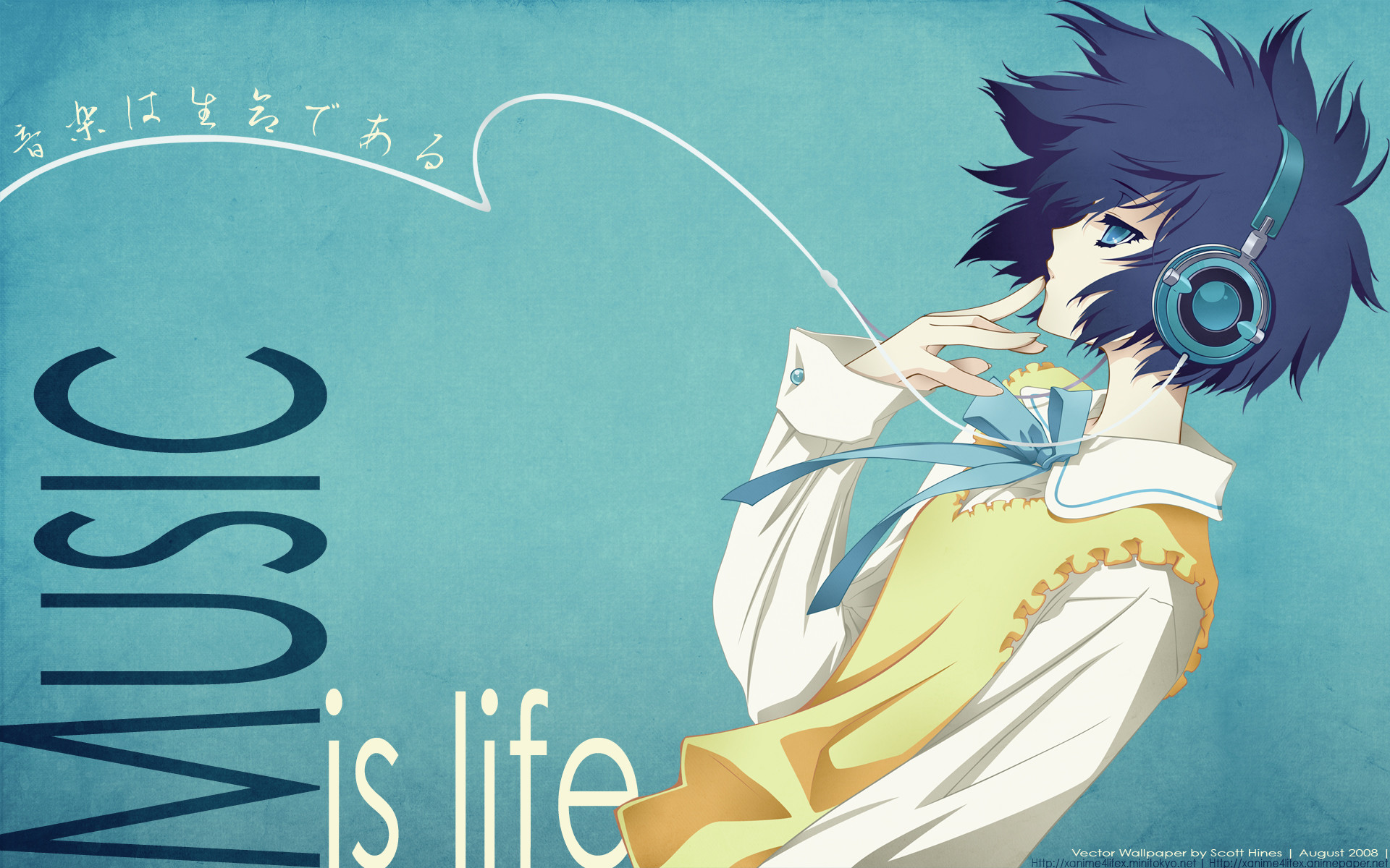 Anime Music Wallpaper 
 Data Src Music Is My Life Wallpaper - Anime Girl With Headphones - HD Wallpaper 