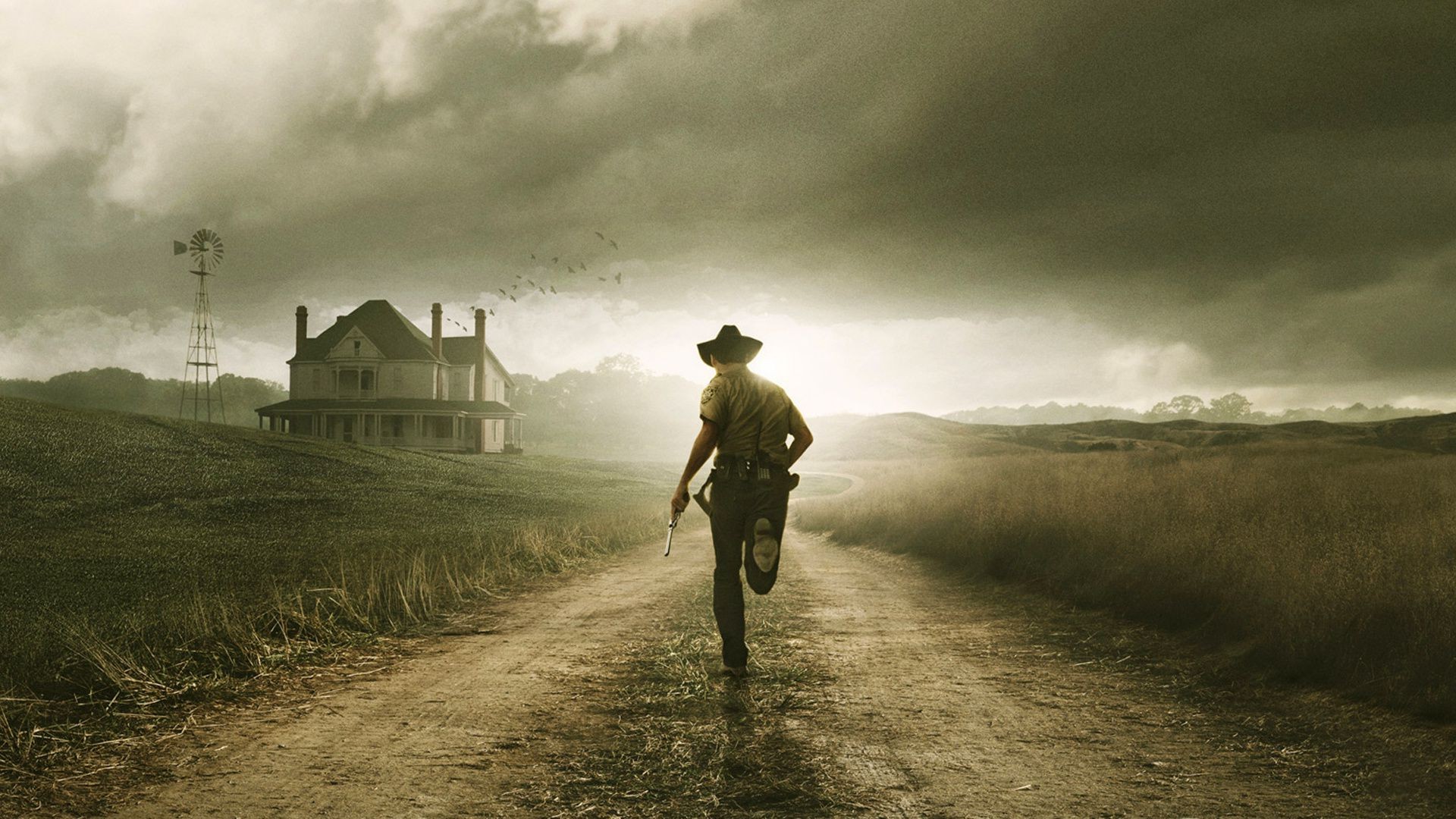 Tv Series Adult Man Landscape Sunset One Cavalry Fog - Walking Dead Wallpaper 4k - HD Wallpaper 