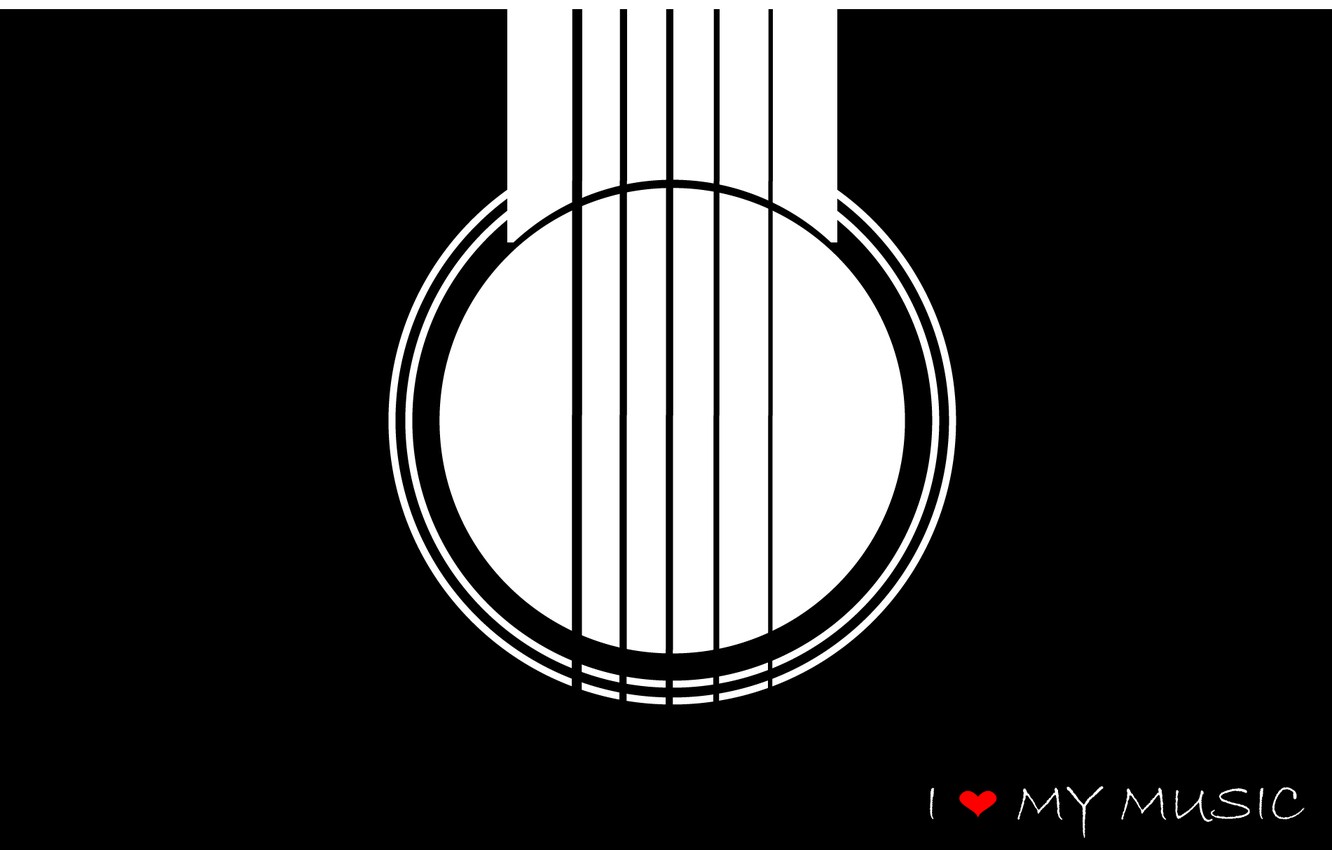Photo Wallpaper Music, Guitar, Minimalism, I Love Music - Circle - HD Wallpaper 