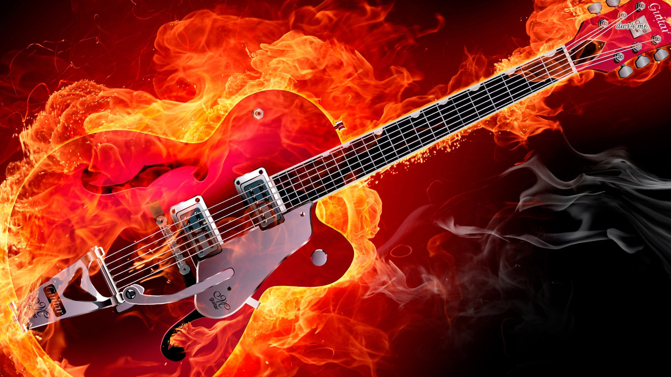 Electric Guitar On Fire - HD Wallpaper 
