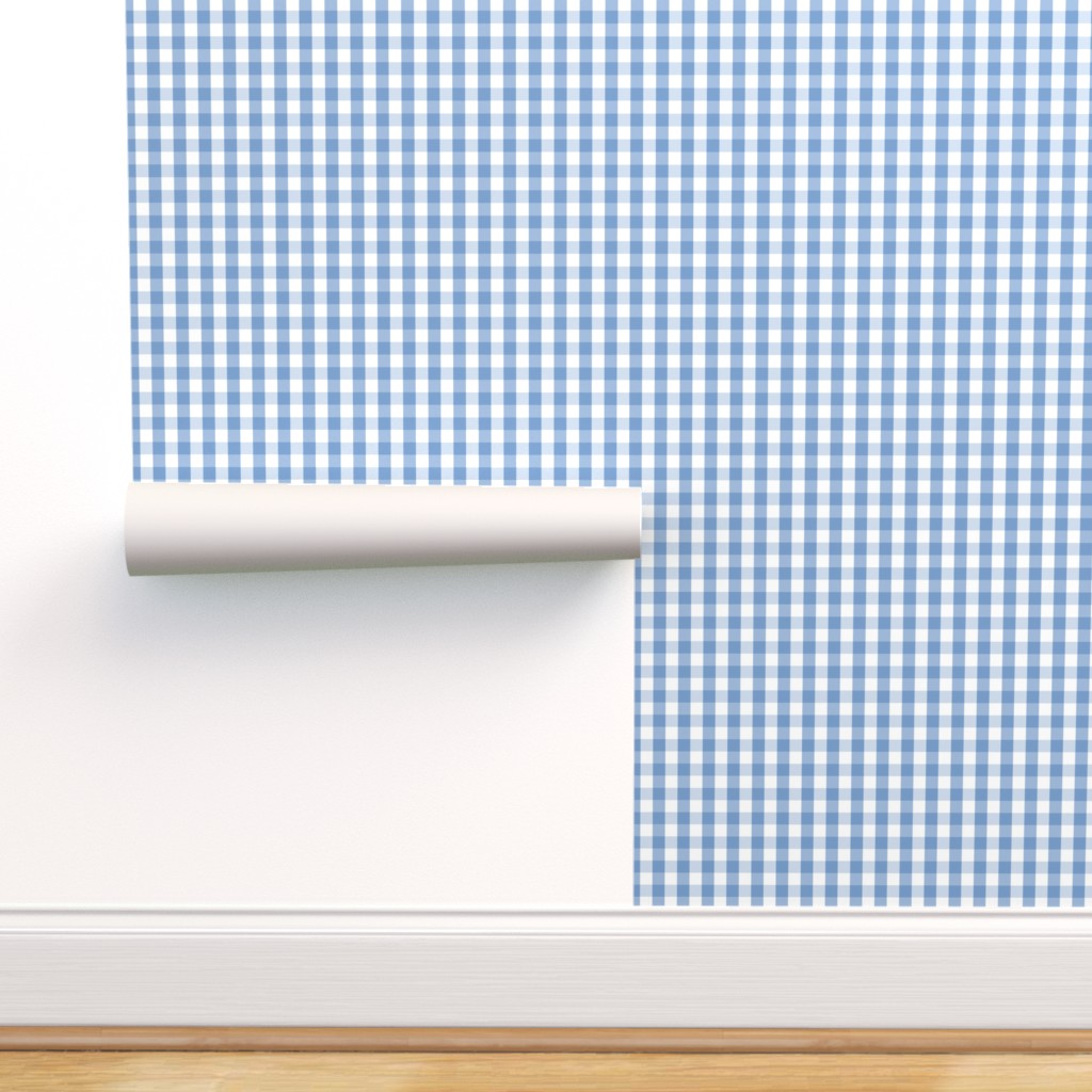 Classic Pale Blue Pastel Gingham Check Durable Wallpaper - Gingham - HD Wallpaper 
